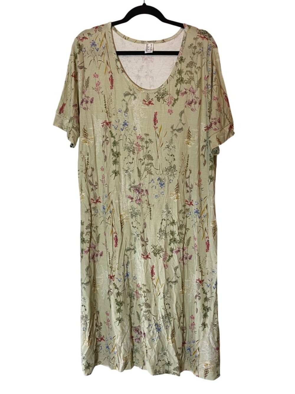 Floral Print Short Sleeve Dress Green & Multi-Color Floral Print Size 18